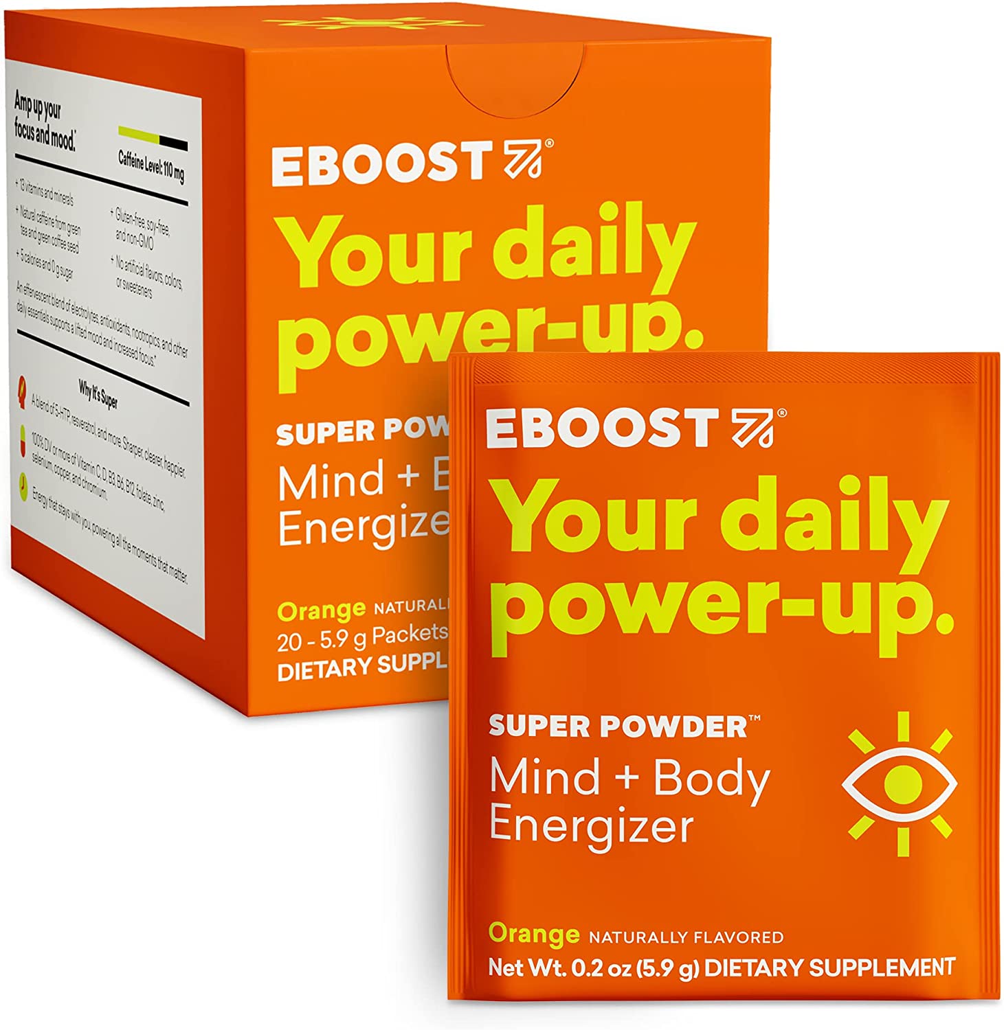 EBOOST Energy Drink & Electrolyte Powder, 20 Packets - Super Powder Pink Lemonade with No Added Sugar - Essential Blend of Vitamins, Nootropics & Natural Caffeine and Hydration - Pre & Post Workout - Image 1